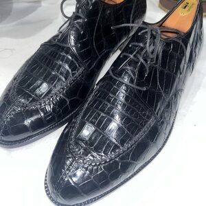 Black Crocodile Pattern Men's Shoes